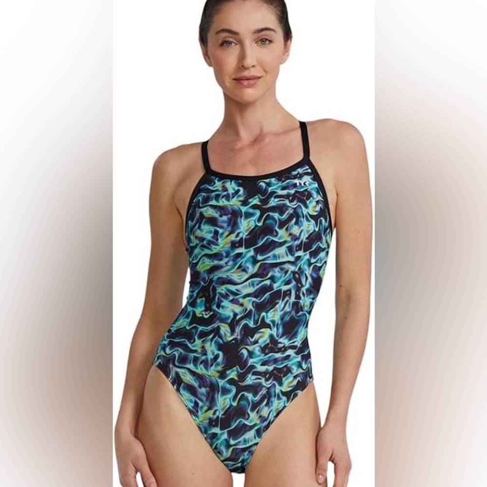 TYR Women's Durafast Elite Diamondfit Swimsuit Green/Energia Size30/Small